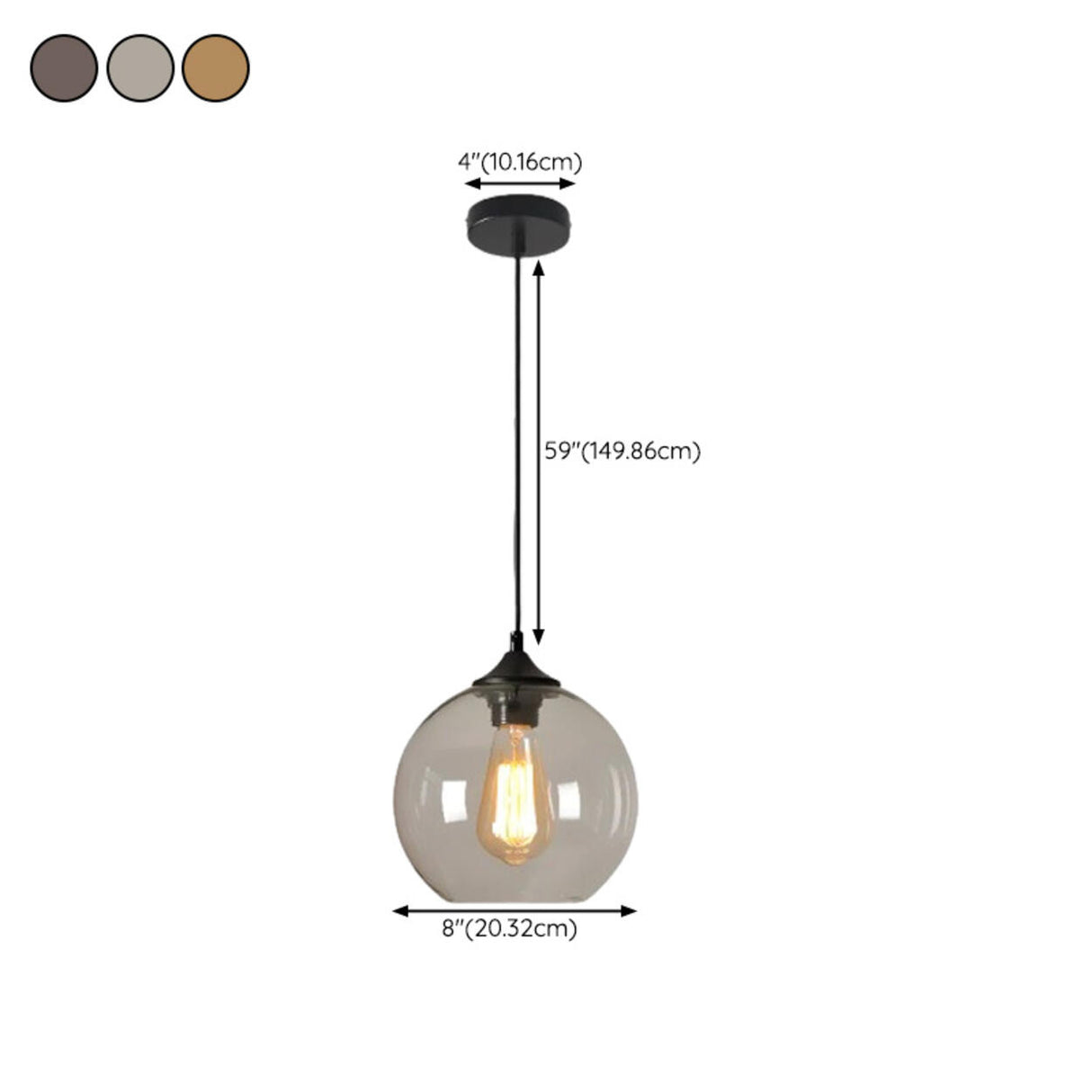 Modern Glass Globe Pendant Light Adjustable Height 