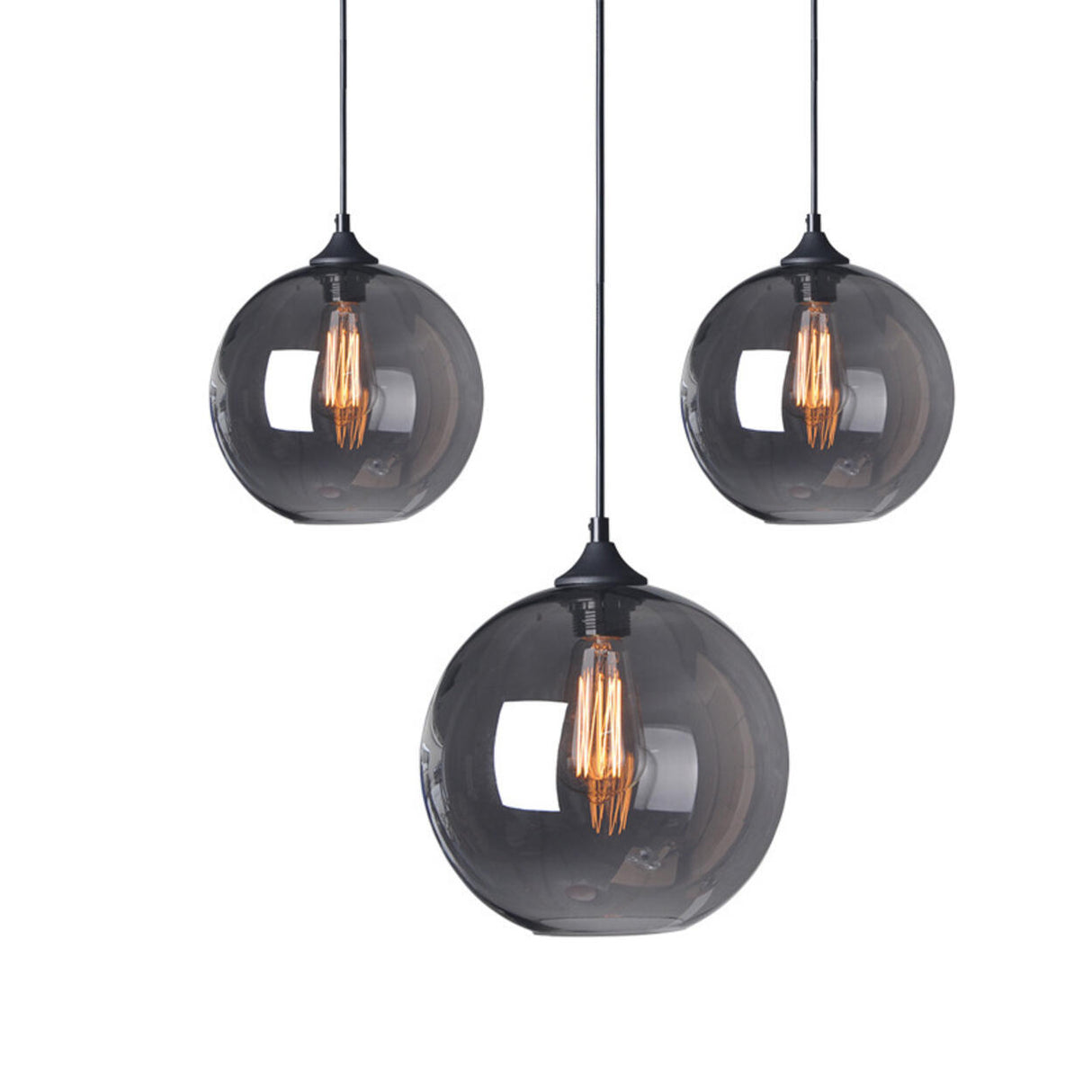 Modern Glass Globe Pendant Light Adjustable Height Image - 7