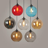 Modern Glass Globe Pendant Light Adjustable Height Image - 8