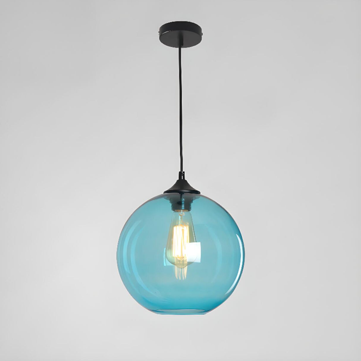 Modern Glass Globe Pendant Light Adjustable Height Image - 9