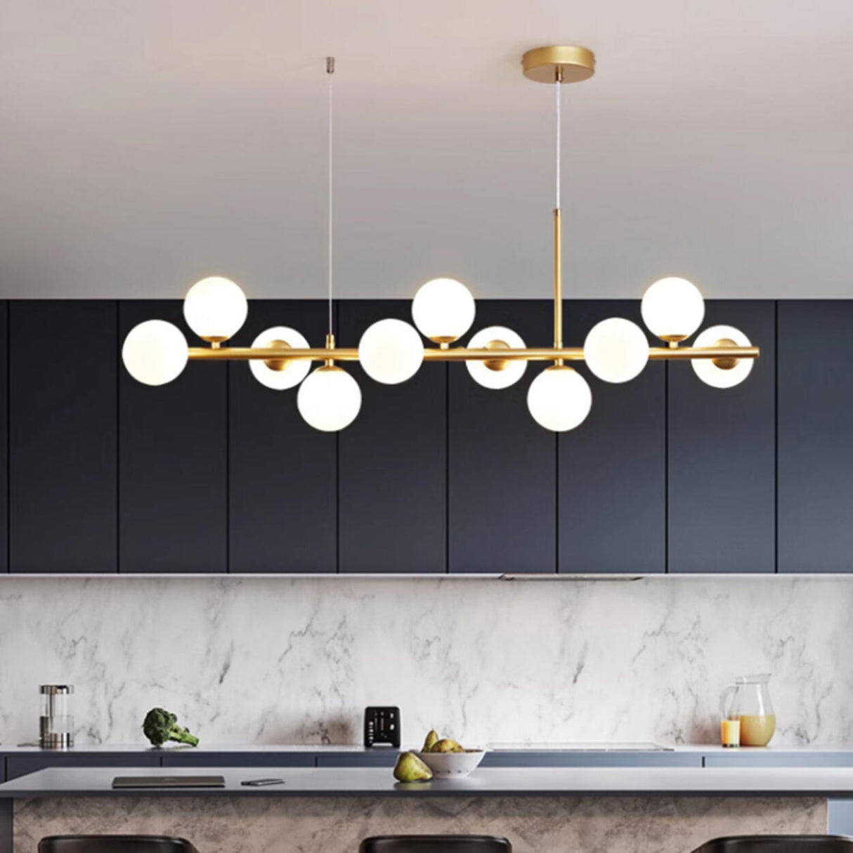 Modern Glass Globe Pendant Light Kitchen Island Image - 3