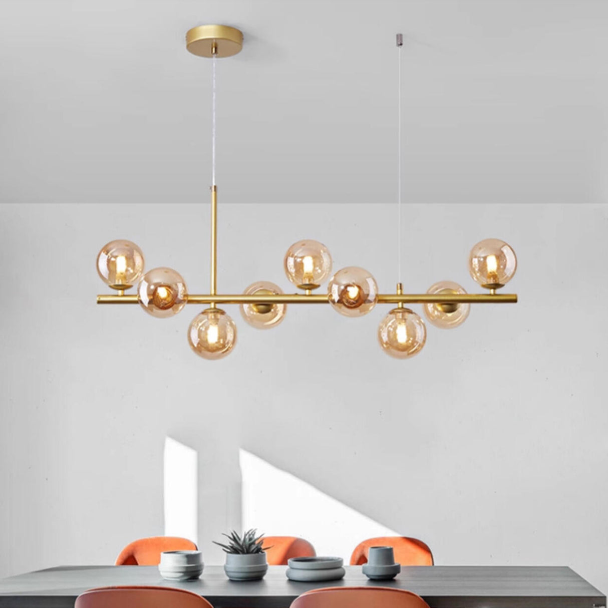 Modern Glass Globe Pendant Light Kitchen Island Image - 5