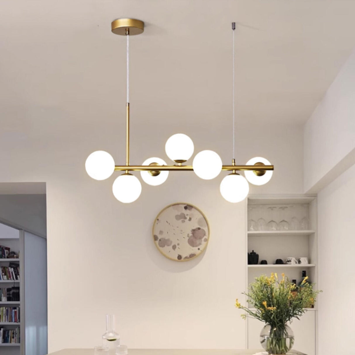 Modern Glass Globe Pendant Light Kitchen Island Image - 8