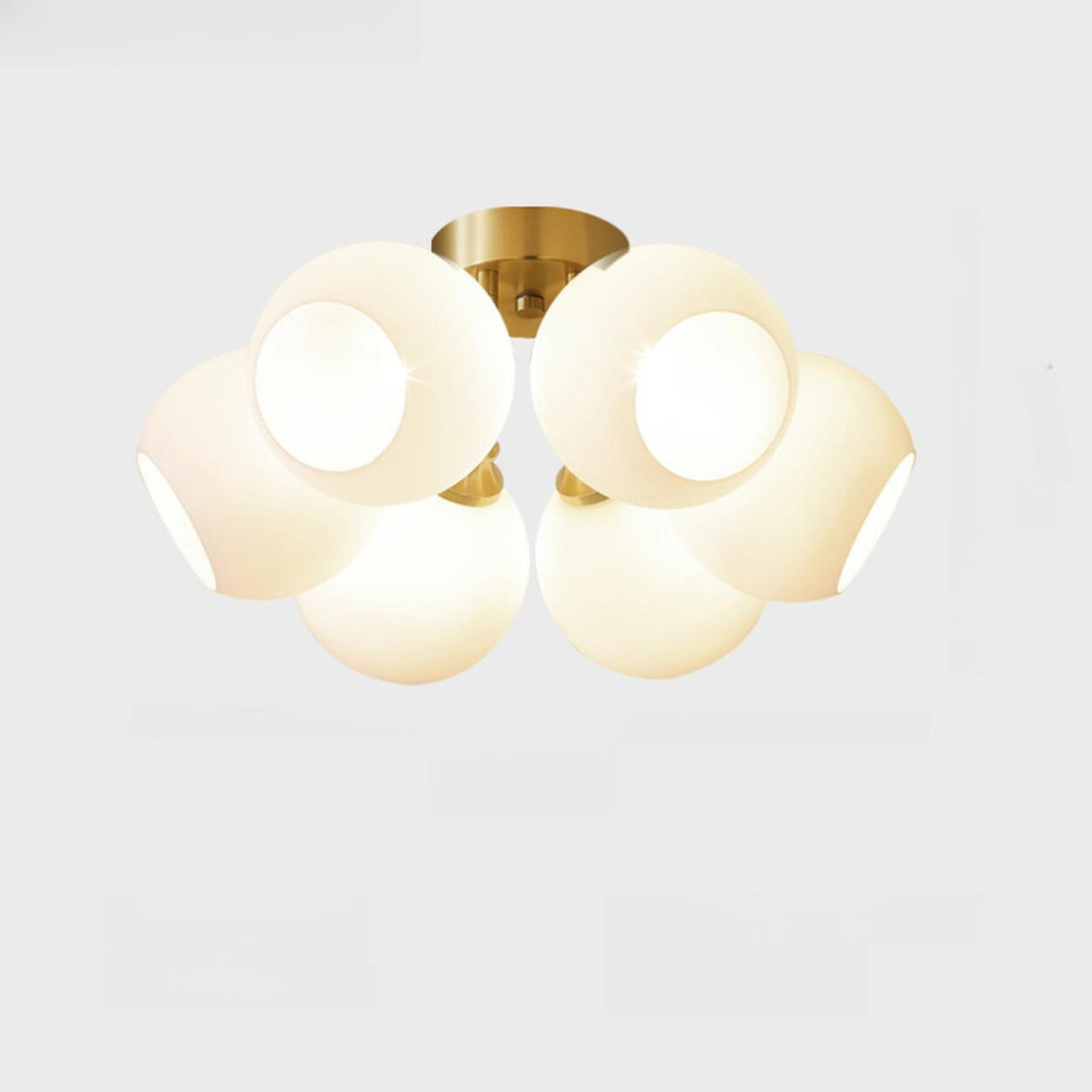 Modern Glass Globe Semi Flush Mount Ceiling Light Image - 11