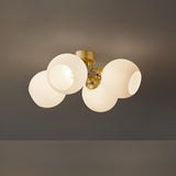 Modern Glass Globe Semi Flush Mount Ceiling Light Image - 12