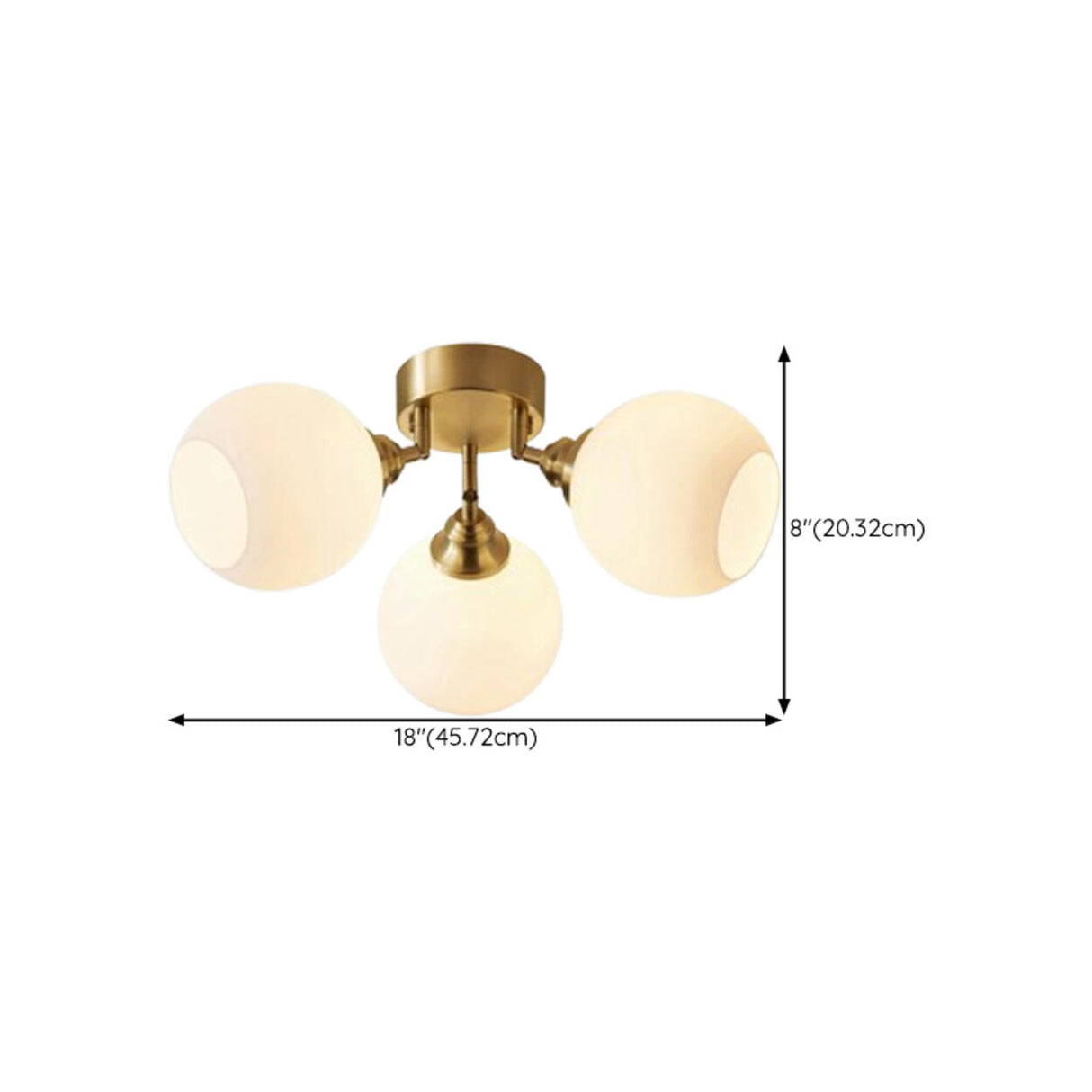 Modern Glass Globe Semi Flush Mount Ceiling Light 