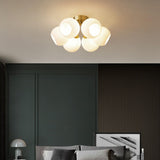 Modern Glass Globe Semi Flush Mount Ceiling Light Image - 2