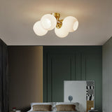 Modern Glass Globe Semi Flush Mount Ceiling Light Image - 3