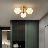 Modern Glass Globe Semi Flush Mount Ceiling Light Image - 4