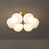 Modern Glass Globe Semi Flush Mount Ceiling Light Image - 5