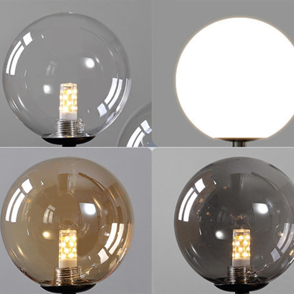 Modern Glass Globes and LED Rings Island Pendant Light Image - 13