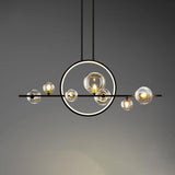 Modern Glass Globes and LED Rings Island Pendant Light Image - 14