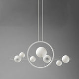 Modern Glass Globes and LED Rings Island Pendant Light Image - 16