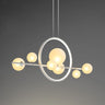 Modern Glass Globes and LED Rings Island Pendant Light Image - 2