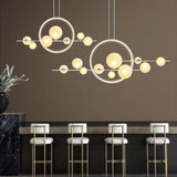 Modern Glass Globes and LED Rings Island Pendant Light Image - 4