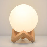 Modern Glass Moon Globe Wooden Base Decor Table Lamp Image - 11