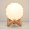 Modern Glass Moon Globe Wooden Base Decor Table Lamp Image - 11