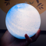 Modern Glass Moon Globe Wooden Base Decor Table Lamp Image - 15