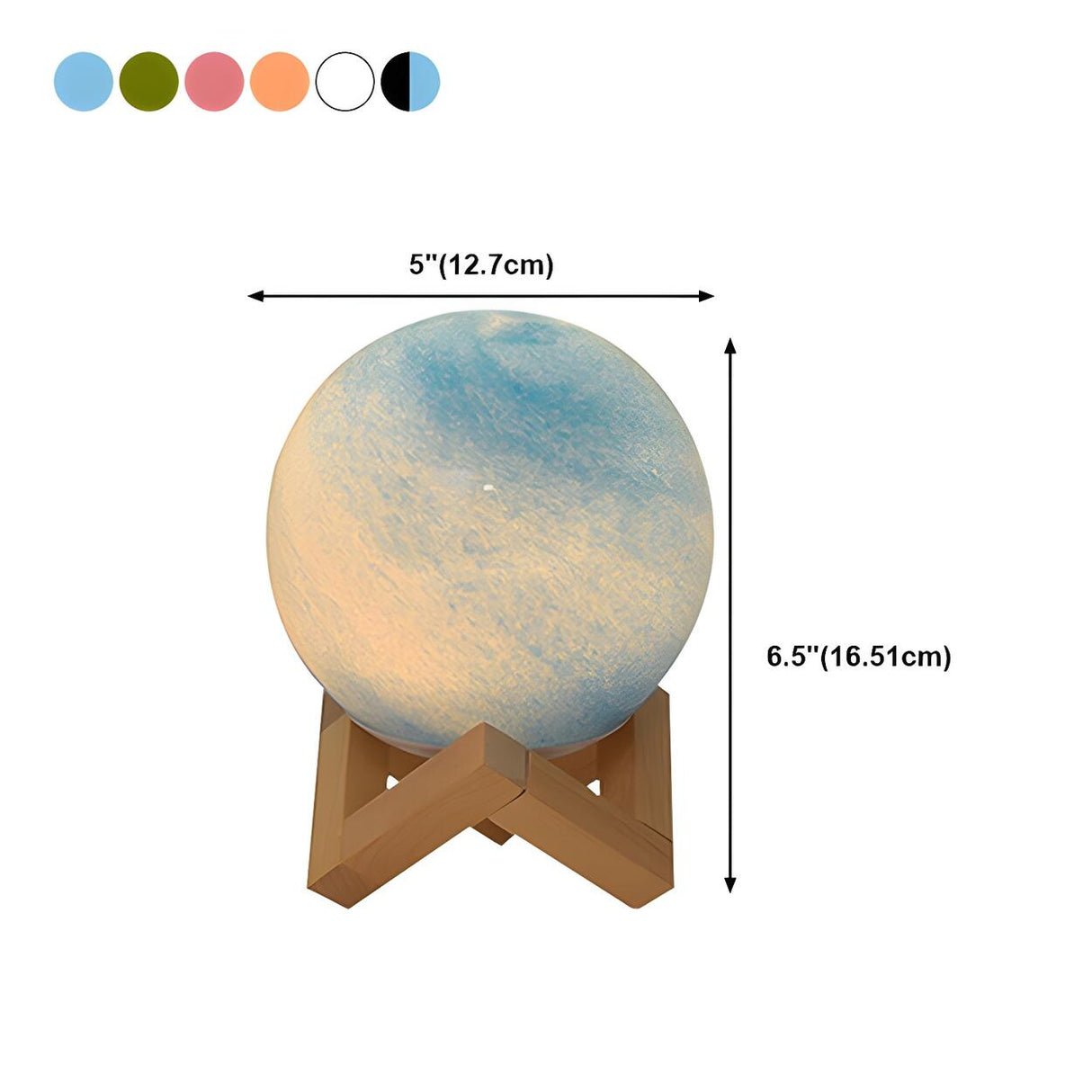 Modern Glass Moon Globe Wooden Base Decor Table Lamp 