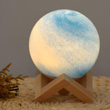 Modern Glass Moon Globe Wooden Base Decor Table Lamp Image - 4