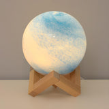 Modern Glass Moon Globe Wooden Base Decor Table Lamp Image - 7