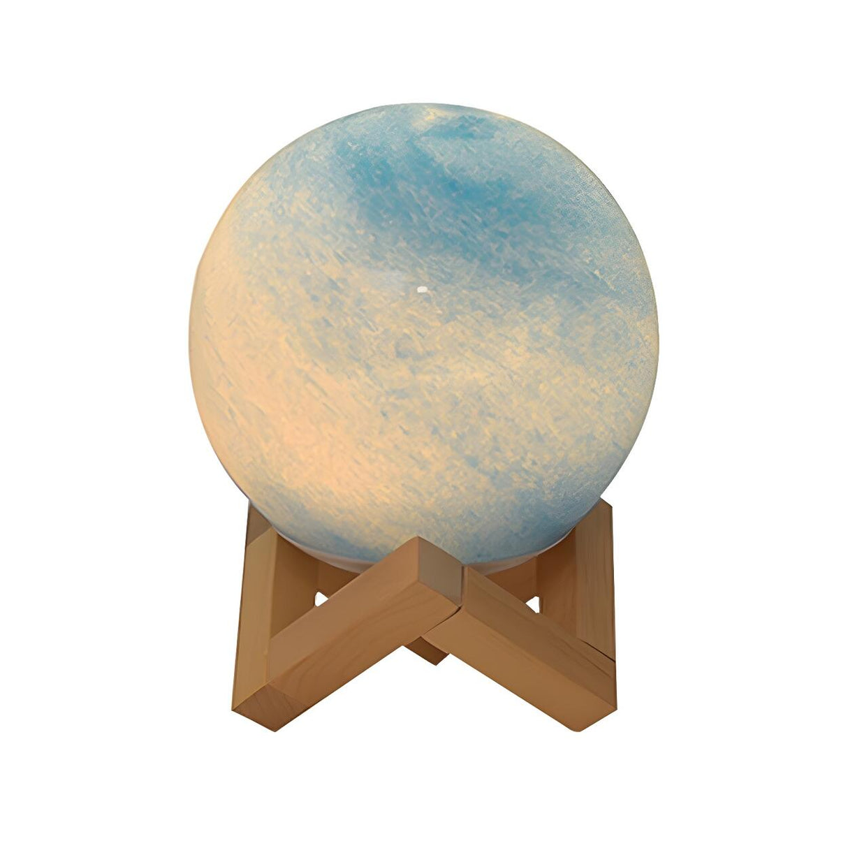 Modern Glass Moon Globe Wooden Base Decor Table Lamp Image - 9