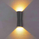 Modern Glass Rectangle Black Exterior Up Down Wall Lamp Image - 2