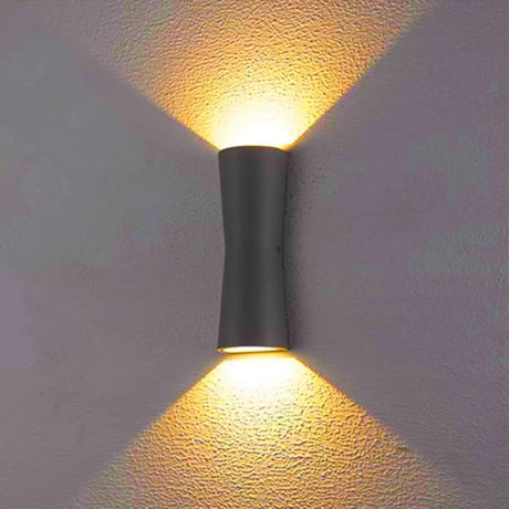 Modern Glass Rectangle Black Exterior Up Down Wall Lamp Image - 2