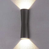 Modern Glass Rectangle Black Exterior Up Down Wall Lamp Image - 8