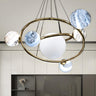 Modern Glass Solar System Universe Planet Ring Chandelier Image - 1