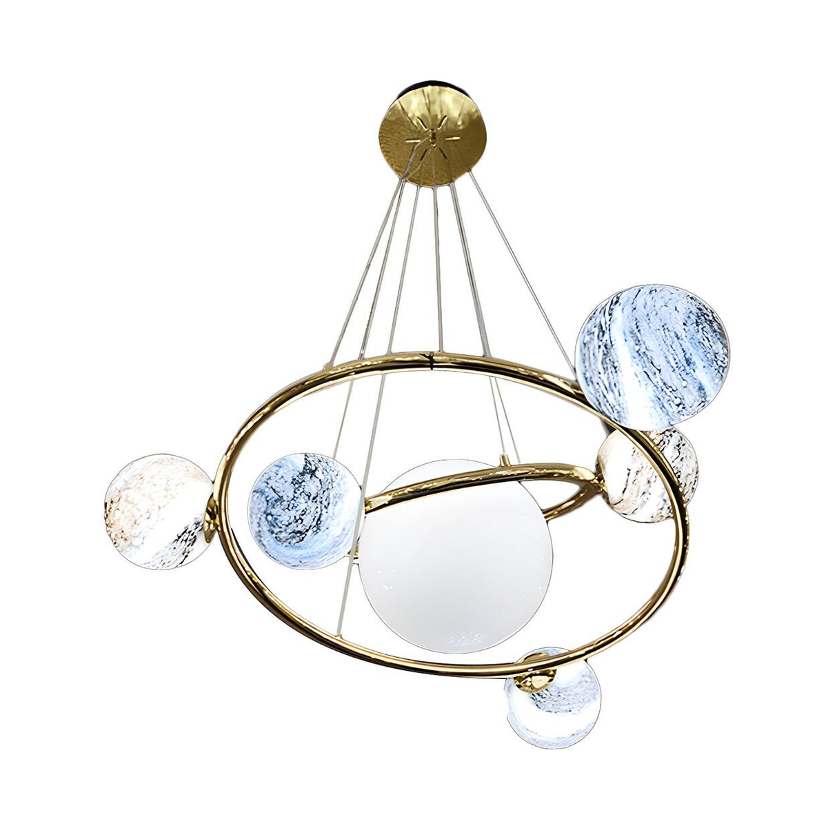 Modern Glass Solar System Universe Planet Ring Chandelier Image - 3