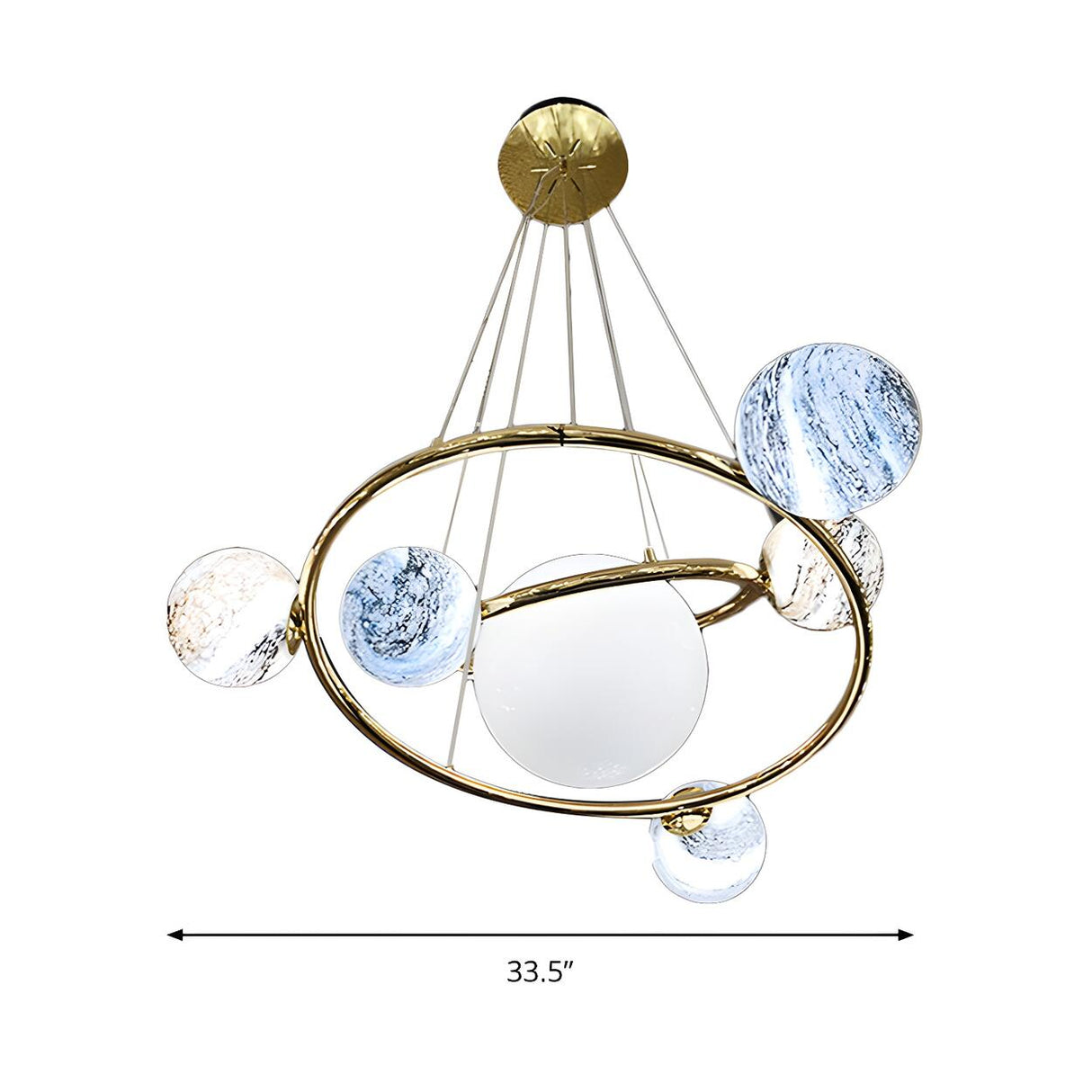 Modern Glass Solar System Universe Planet Ring Chandelier 