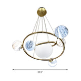 Modern Glass Solar System Universe Planet Ring Chandelier #size