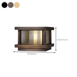 Modern Glass Square Box Simple Outdoor Steel Post Light #size