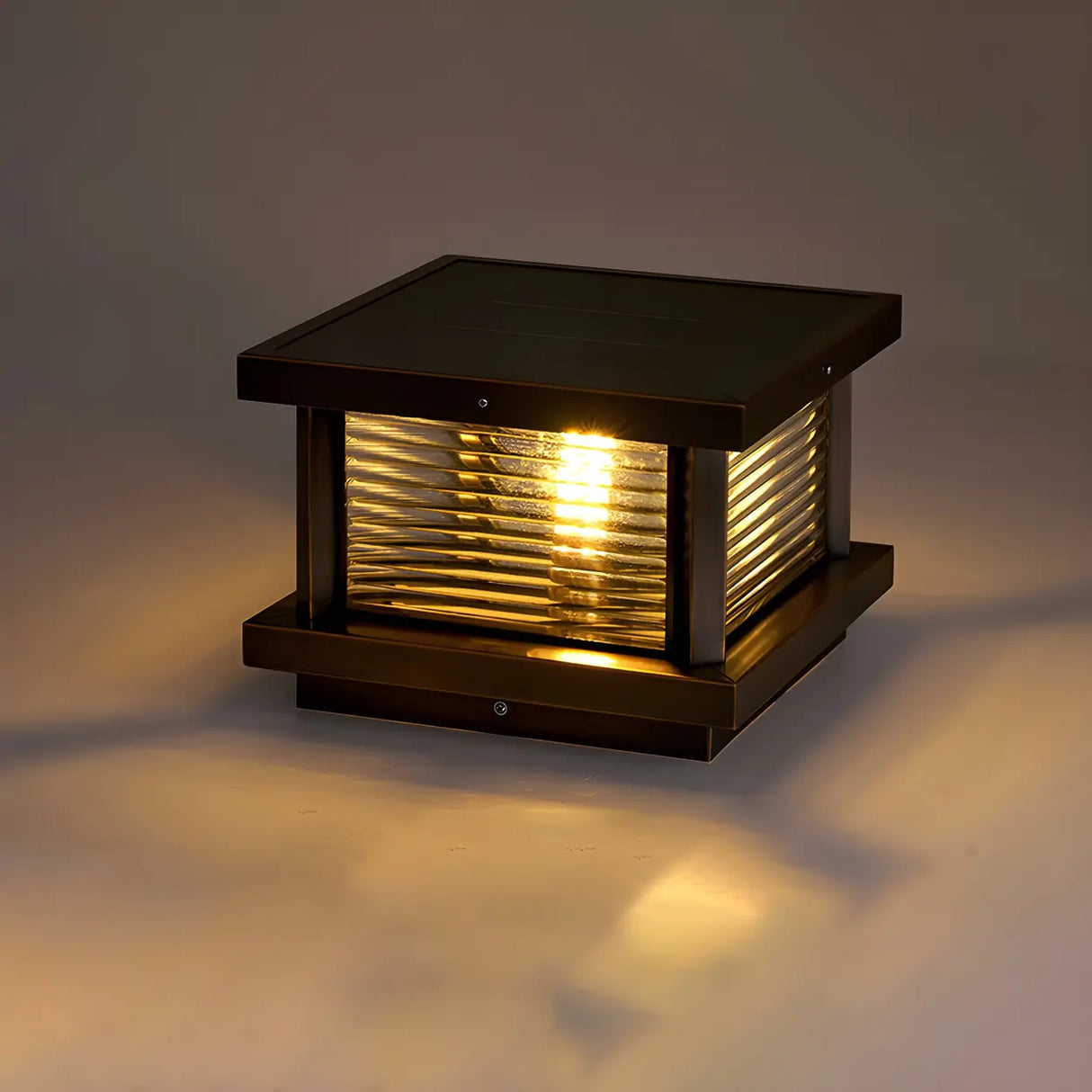 Modern Glass Square Box Simple Outdoor Steel Post Light Image - 9