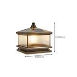 Modern Glass Square Metal Outdoor Solar Post Lamp #size