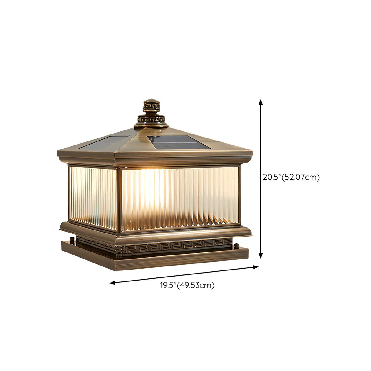 Modern Glass Square Metal Outdoor Solar Post Lamp Image - 16