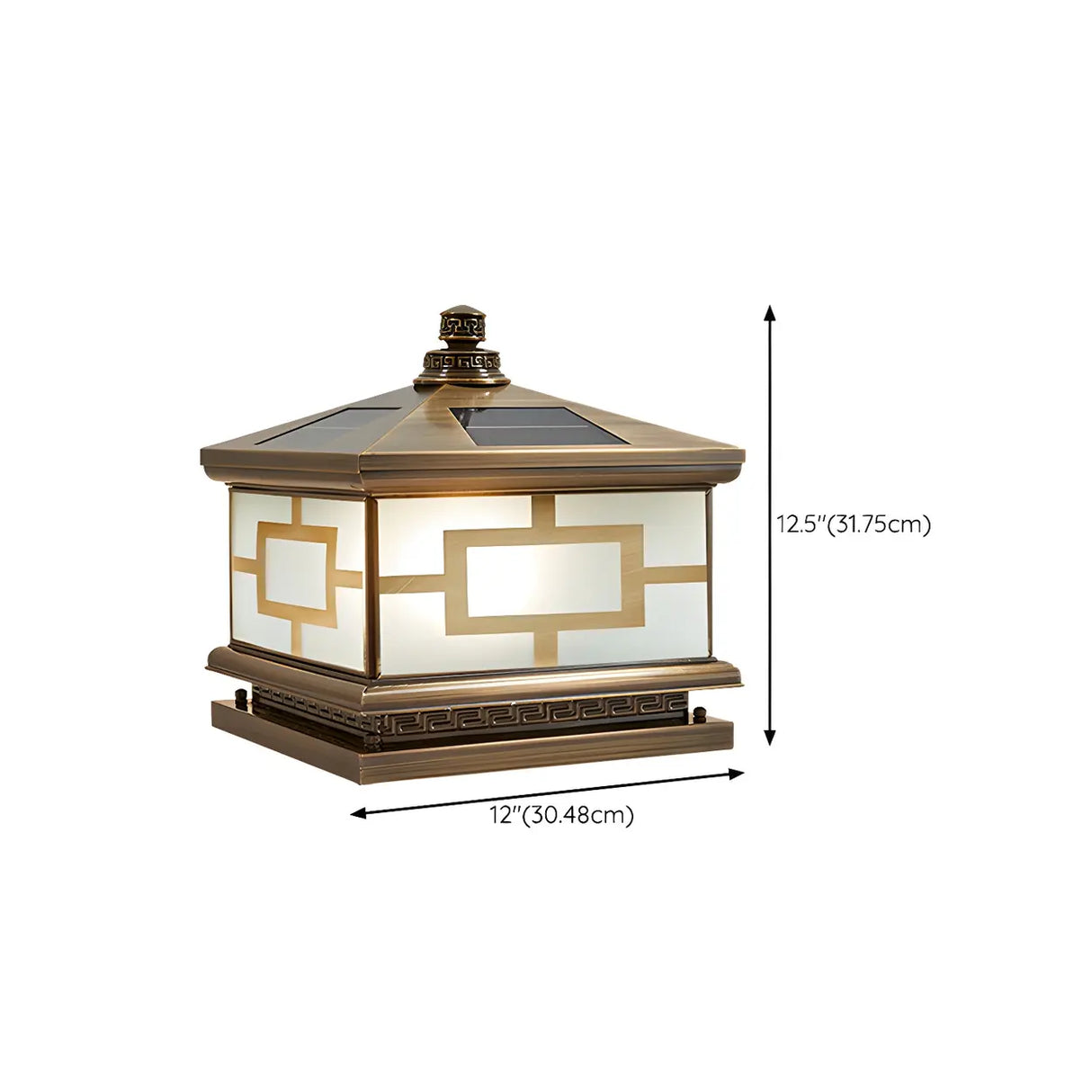 Modern Glass Square Metal Outdoor Solar Post Lamp Image - 19