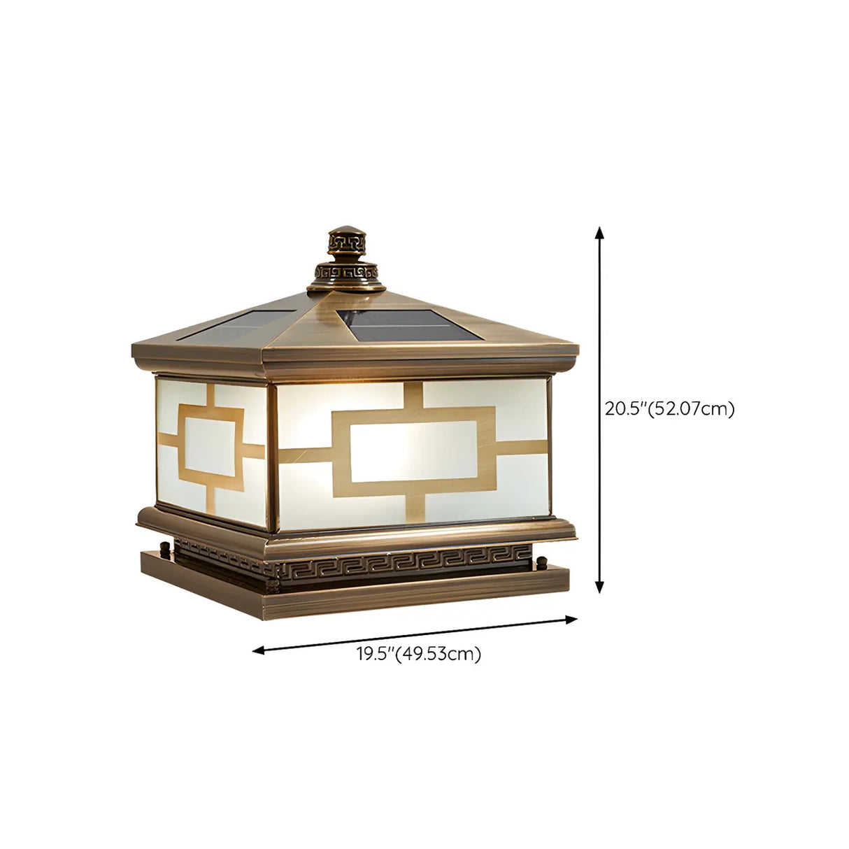 Modern Glass Square Metal Outdoor Solar Post Lamp Image - 21