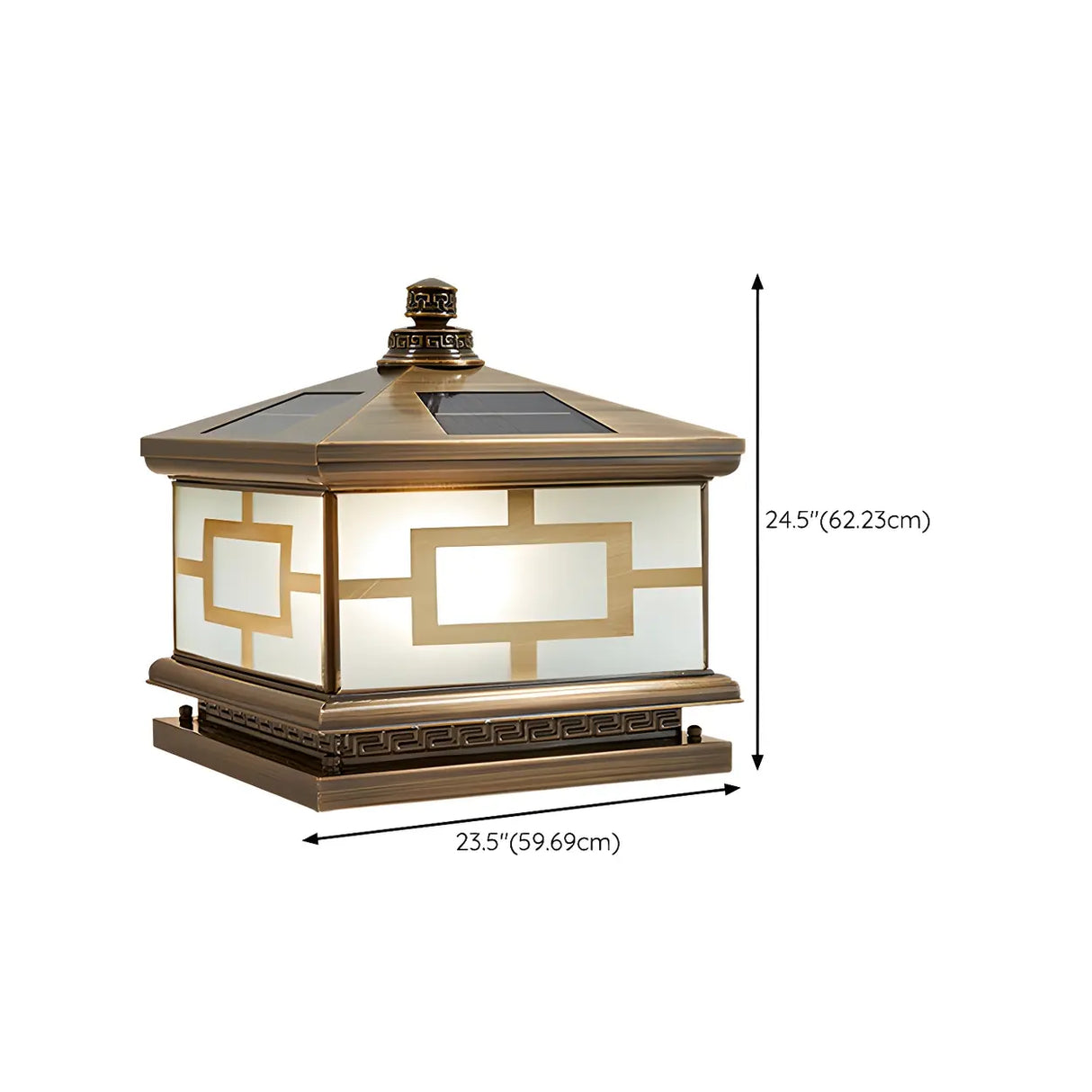 Modern Glass Square Metal Outdoor Solar Post Lamp Image - 22