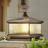 Modern Glass Square Metal Outdoor Solar Post Lamp Image - 5