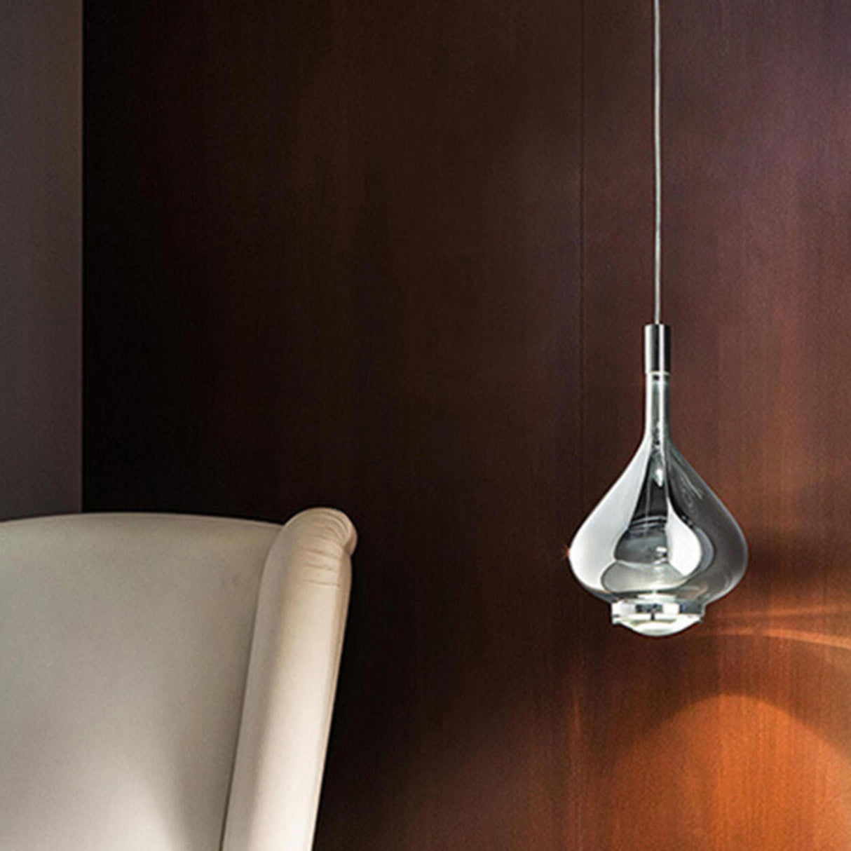 Modern Glass Teardrop LED Pendant Light Flexible Length Image - 15