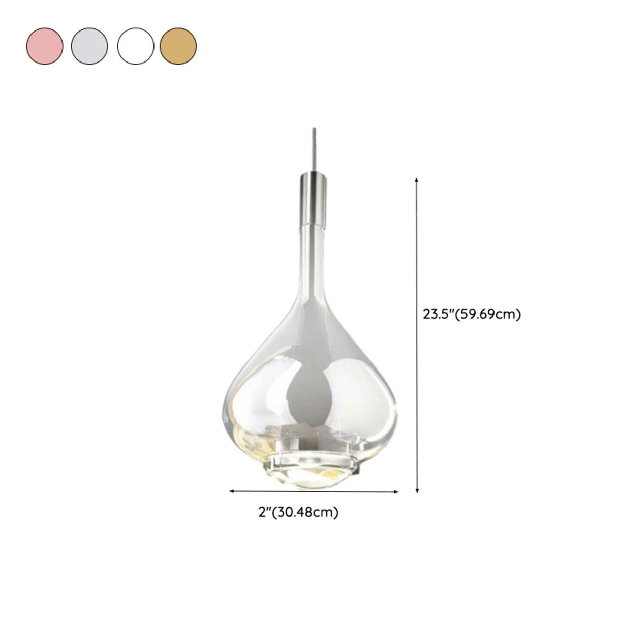 Modern Glass Teardrop LED Pendant Light Flexible Length 