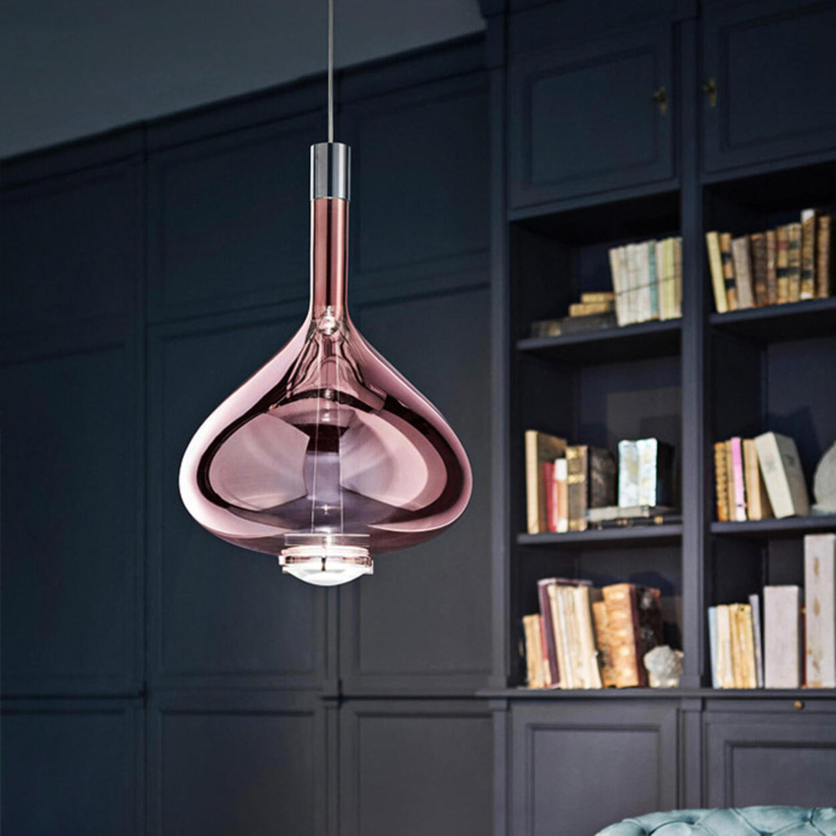 Modern Glass Teardrop LED Pendant Light Flexible Length Image - 4