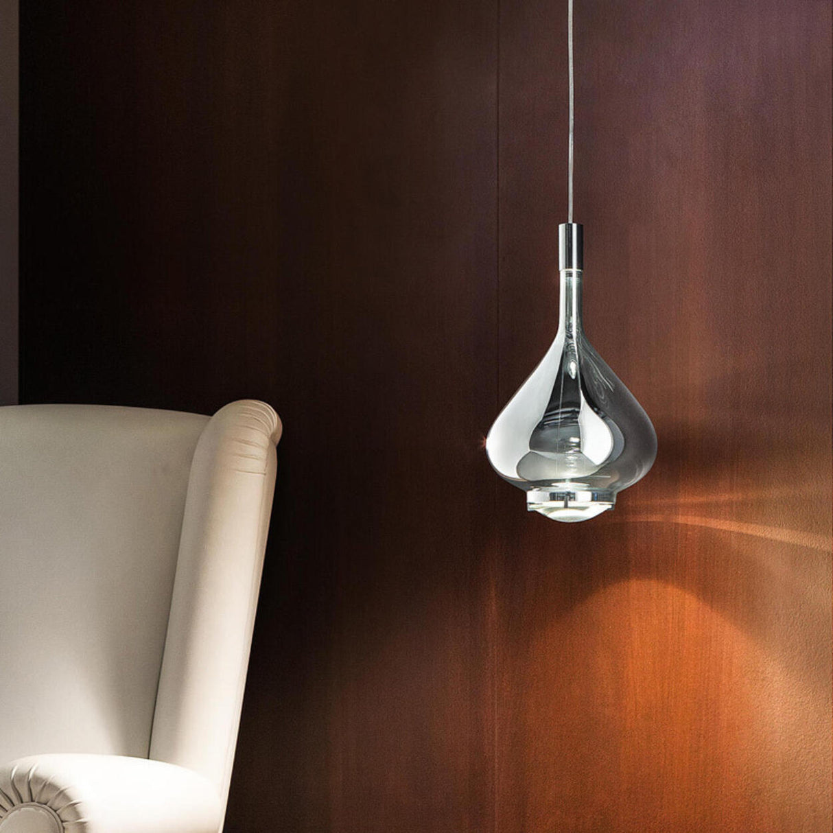 Modern Glass Teardrop LED Pendant Light Flexible Length Image - 8