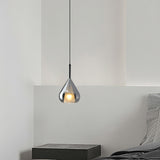 Modern Glass Teardrop Pendant Light Flexible Length Image - 1