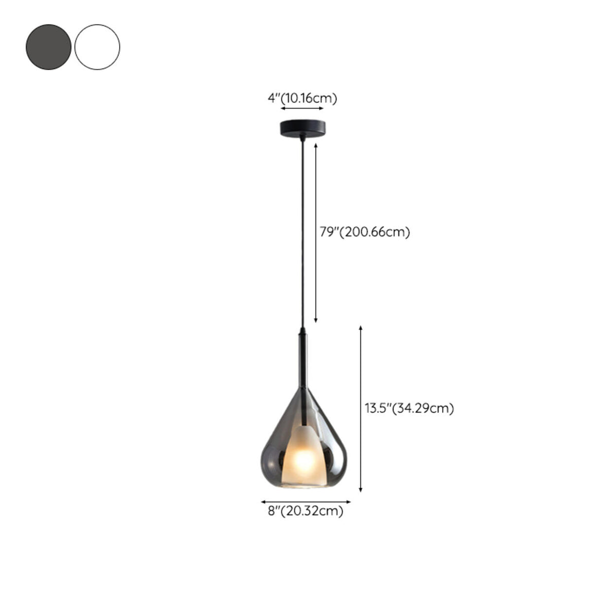 Modern Glass Teardrop Pendant Light Flexible Length 