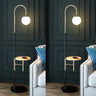 Modern Globe and Arc Metal Floor Lamp with Side Table Image - 3