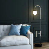 Modern Globe and Arc Metal Floor Lamp with Side Table Image - 6