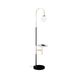 Modern Globe and Arc Metal Floor Lamp with Side Table Image - 9